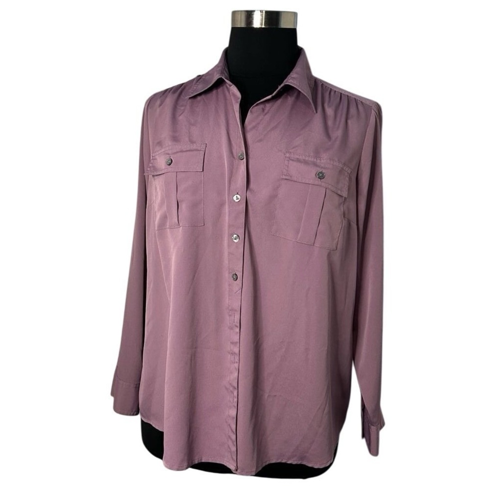Croftβ & Barrow Blouse Women 1X Purple Good Button Down Double Pocket Tee